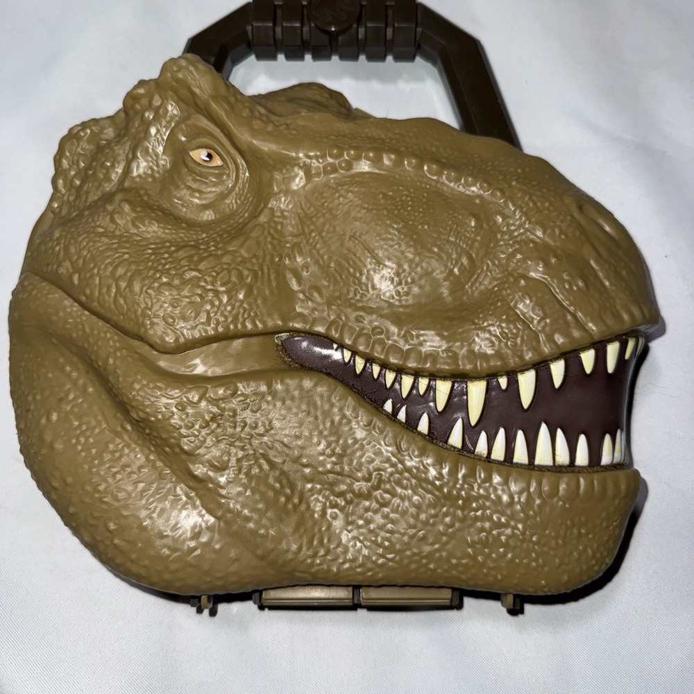 Jurassic World T-Rex Dinosaur Head Carry Case Toy Storage Brown Plastic Case